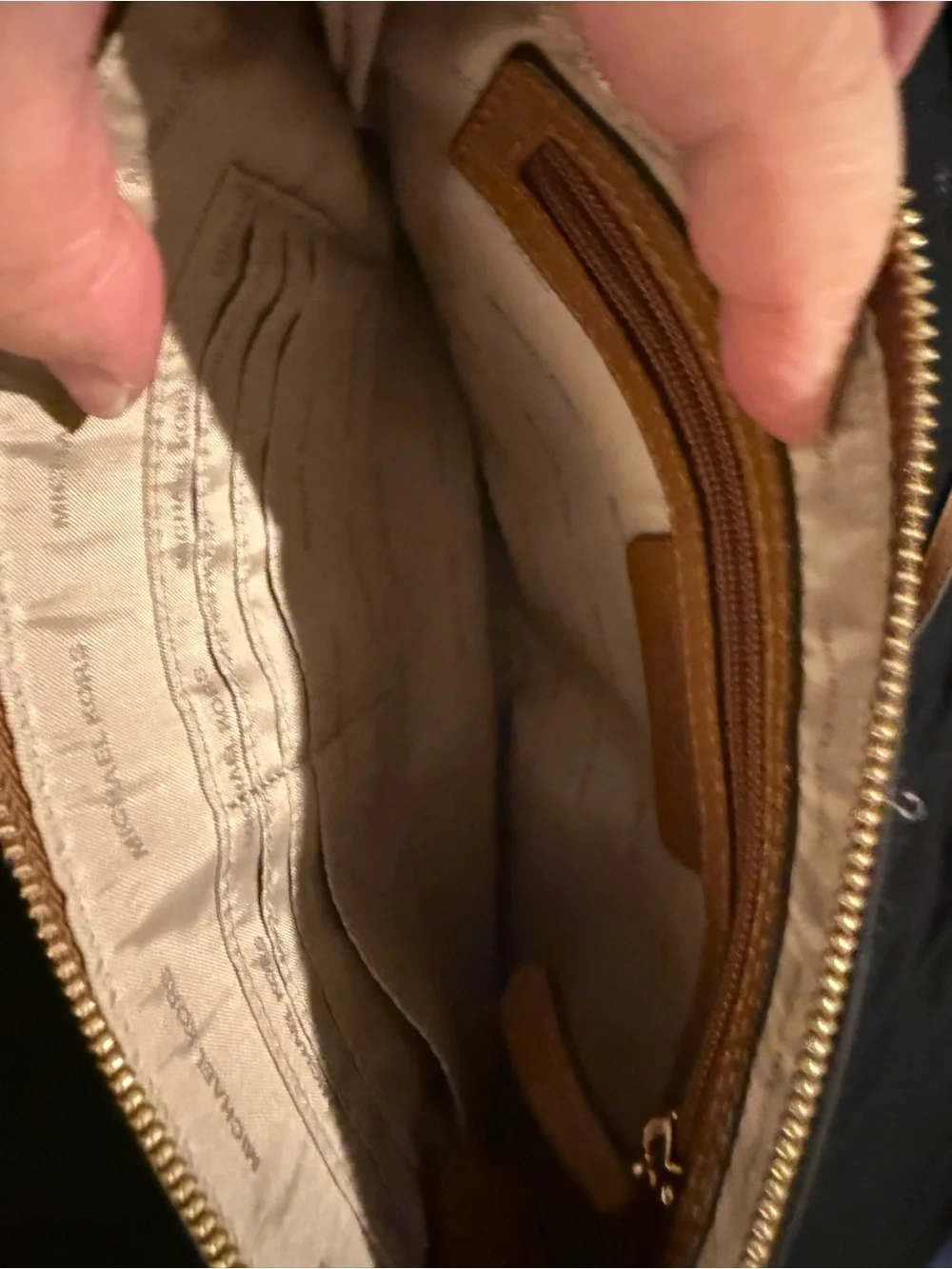 Michael Kors Pebbled Leather Crossbody Bag in Cognac Brown with Gold Hardware
